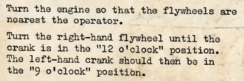Timing instructions for the Davies Charlton.