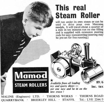 Mamod steam roller advertisement.