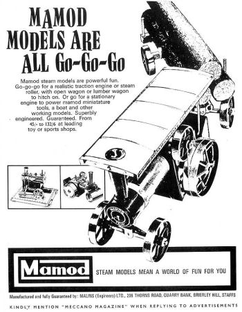 Mamod traction engine advertisement.